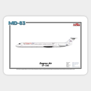 McDonnell Douglas MD-83 - Zagros Air (Art Print) Sticker